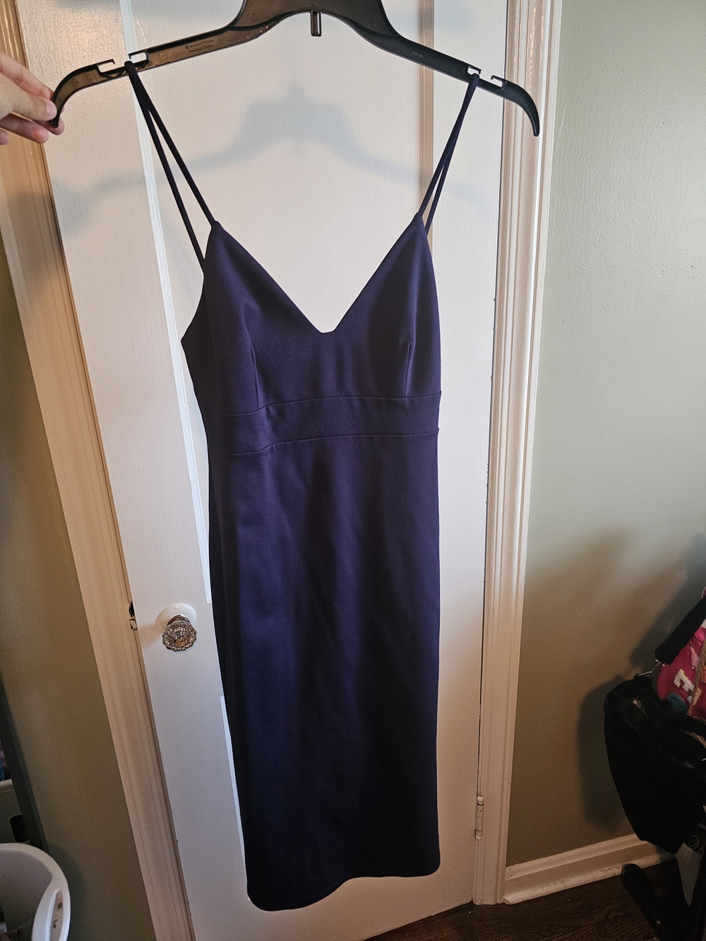 Lulu's Deep Navy Evening Dress with Spaghetti Straps